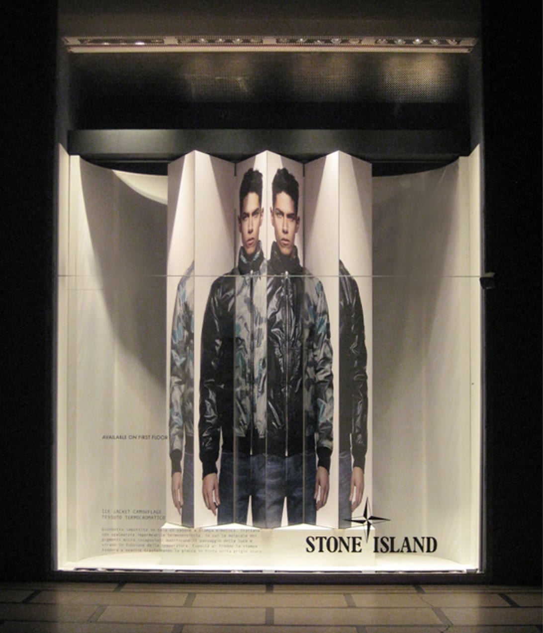 Stone Island heat reflective jacket shop window design