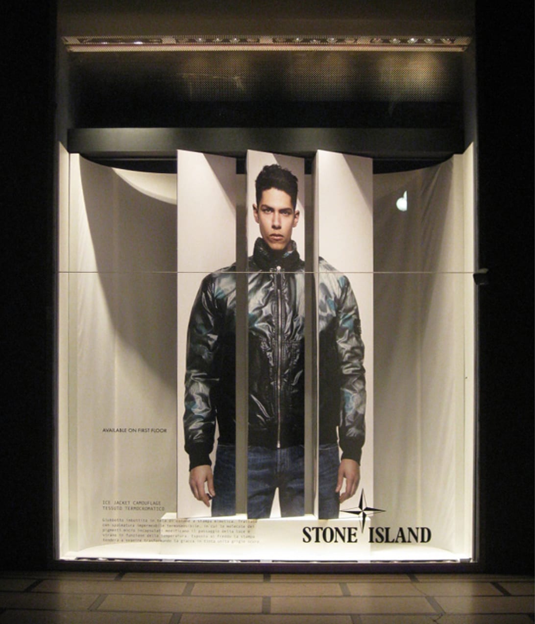 Stone Island heat reflective jacket shop window design