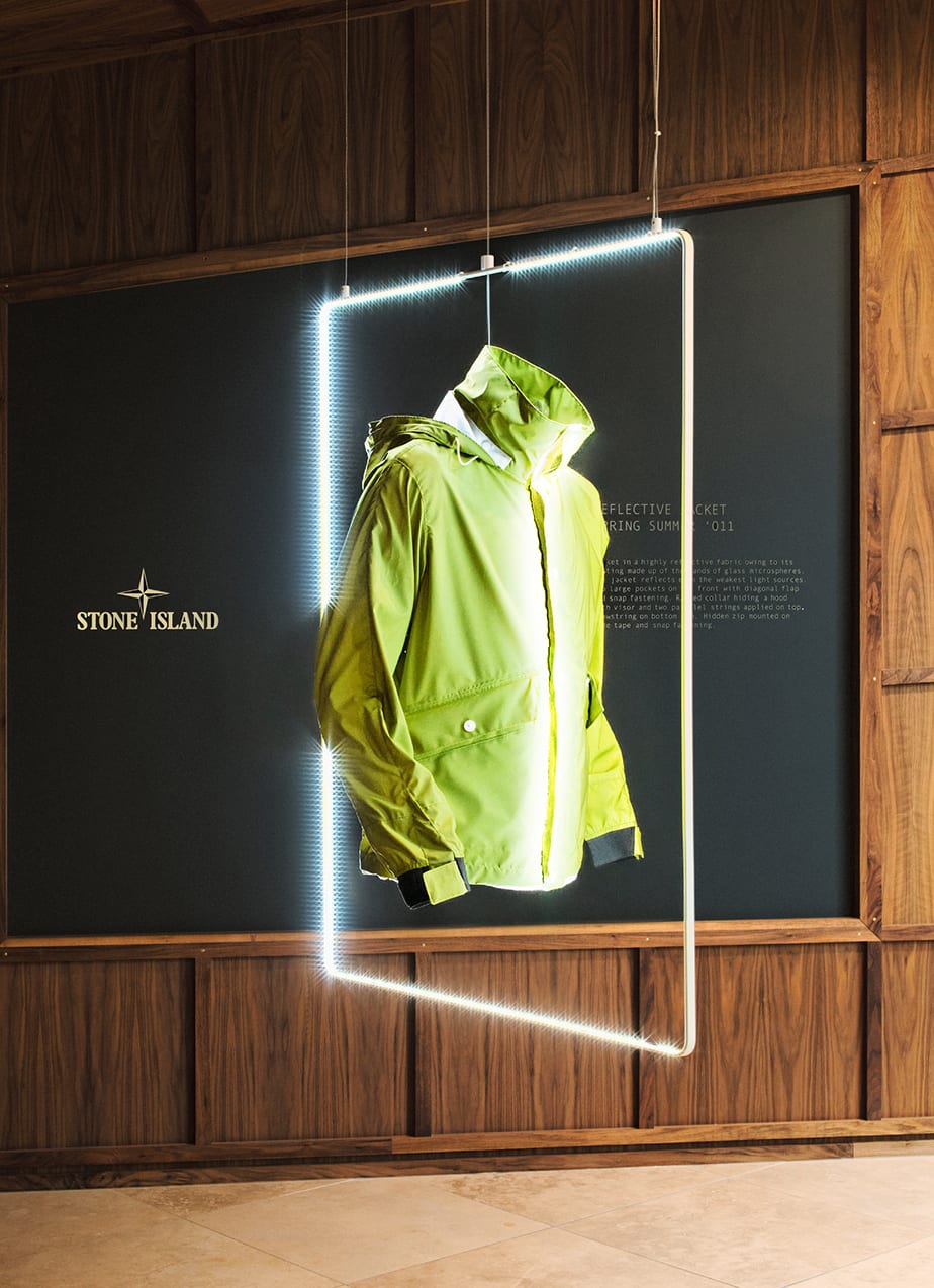 Stone Island reflective jacket display design